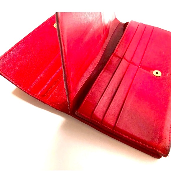 BOTTEGA VENETA VINTAGE INTRECCIATO LEATHER LONG WALLET RED - Picture 5 of 13